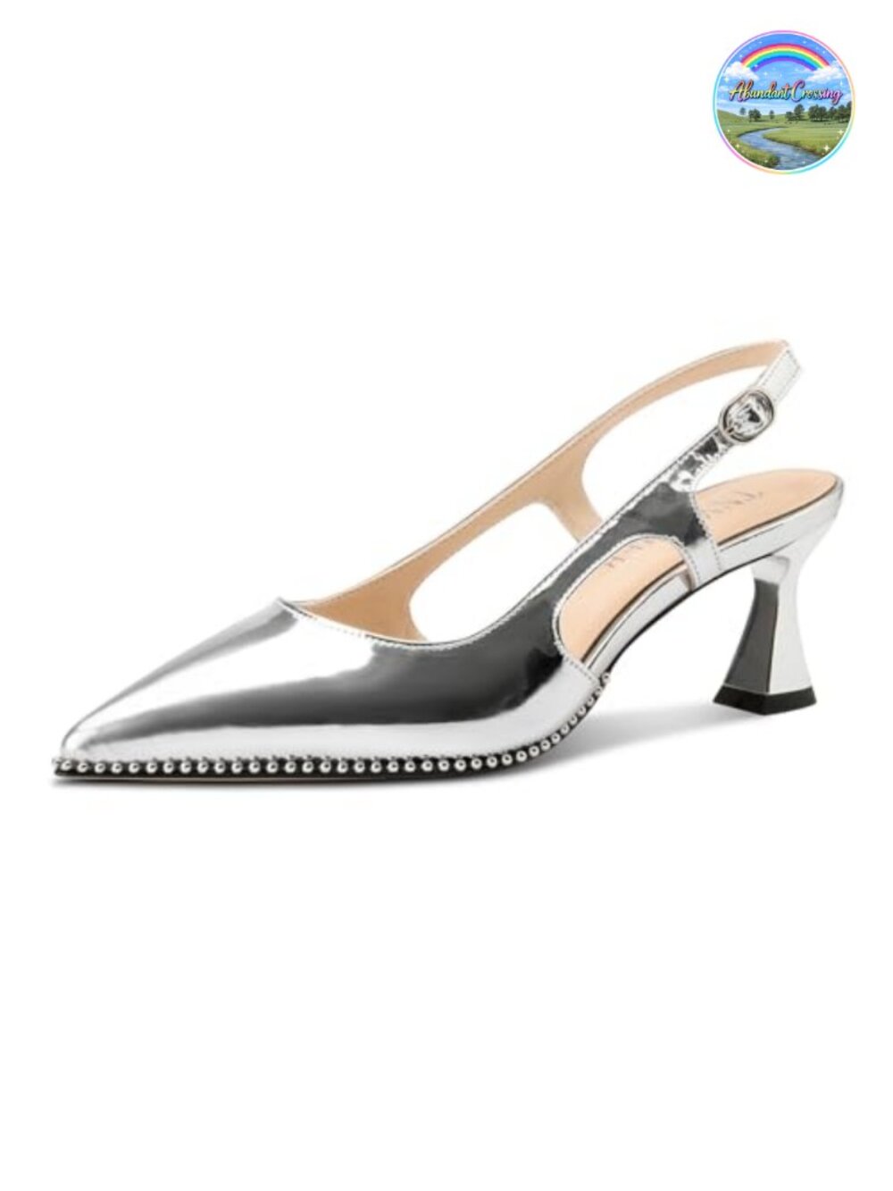 Womens Kitten Heel Pointed Toe Pumps Slingback Buckle Prom Dress Shoes Patent